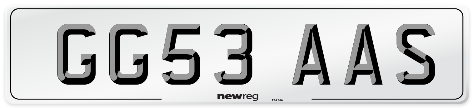 GG53 AAS Number Plate from New Reg